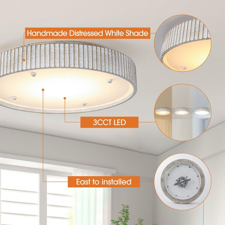 18 Inch White Modern Flush Mount LED Light-Parc Decor