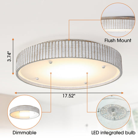18 Inch White Modern Flush Mount LED Light-Parc Decor