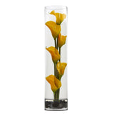 18” Mini Cally Lily Artificial Arrangement in Cylinder Glass-Parc Decor