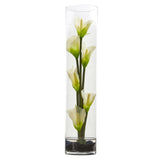 18” Mini Cally Lily Artificial Arrangement in Cylinder Glass-Parc Decor