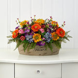 18” Mixed Flowers Artificial Arrangement in Decorative Vase-Parc Decor
