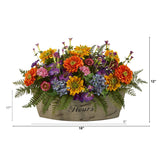 18” Mixed Flowers Artificial Arrangement in Decorative Vase-Parc Decor