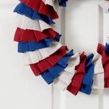 18” Red White and Blue “Americana” Burlap Wreath-Parc Decor