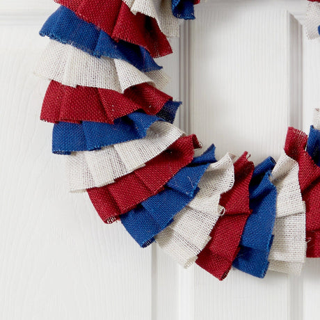 18” Red White and Blue “Americana” Burlap Wreath-Parc Decor