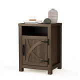 18" Solid Wood Farmhouse Nightstand for Bedroom in Brown or Grey or White-Parc Decor
