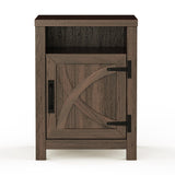 18" Solid Wood Farmhouse Nightstand for Bedroom in Brown or Grey or White-Parc Decor