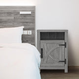 18" Solid Wood Farmhouse Nightstand for Bedroom in Brown or Grey or White-Parc Decor