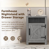 18" Solid Wood Farmhouse Nightstand for Bedroom in Brown or Grey or White-Parc Decor