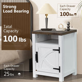 18" Solid Wood Farmhouse Nightstand for Bedroom in Brown or Grey or White-Parc Decor