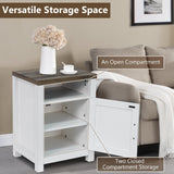 18" Solid Wood Farmhouse Nightstand for Bedroom in Brown or Grey or White-Parc Decor