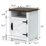 18" Solid Wood Farmhouse Nightstand for Bedroom in Brown or Grey or White-Parc Decor