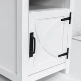 18" Solid Wood Farmhouse Nightstand for Bedroom in Brown or Grey or White-Parc Decor