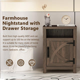 18" Solid Wood Farmhouse Nightstand for Bedroom in Brown or Grey or White-Parc Decor