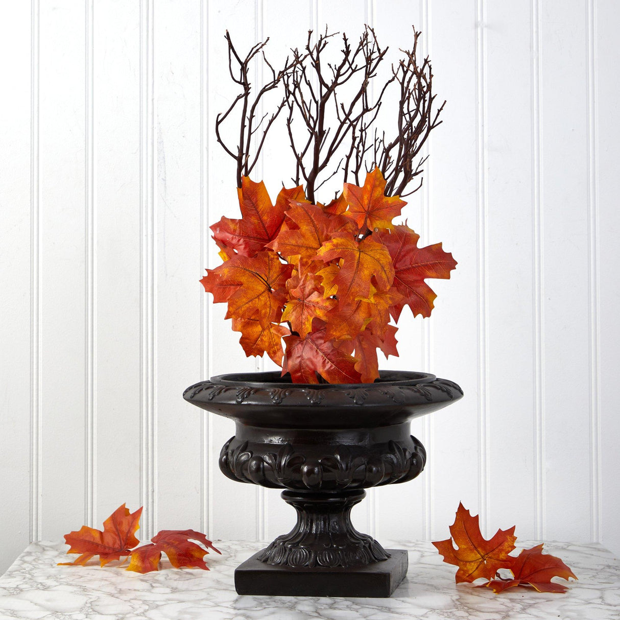 18” Autumn Maple Leaf Artificial Flower (Set of 2)-Stem-Parc Decor