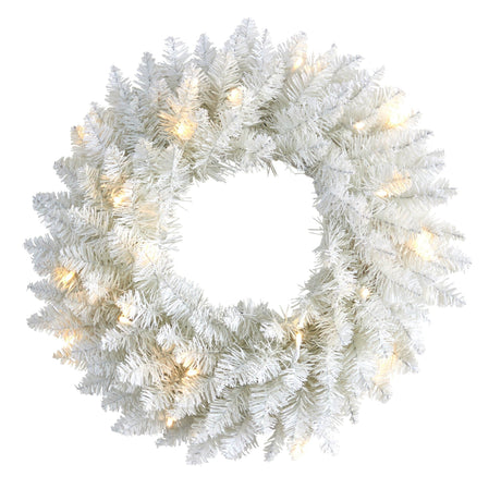 18” Colorado Spruce Artificial Christmas Wreath with 129 Bendable Branches and 20 Warm LED Lights-Wreath-Parc Decor