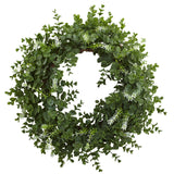 18” Eucalyptus Double Ring Wreath w/Twig Base-Wreath-Parc Decor