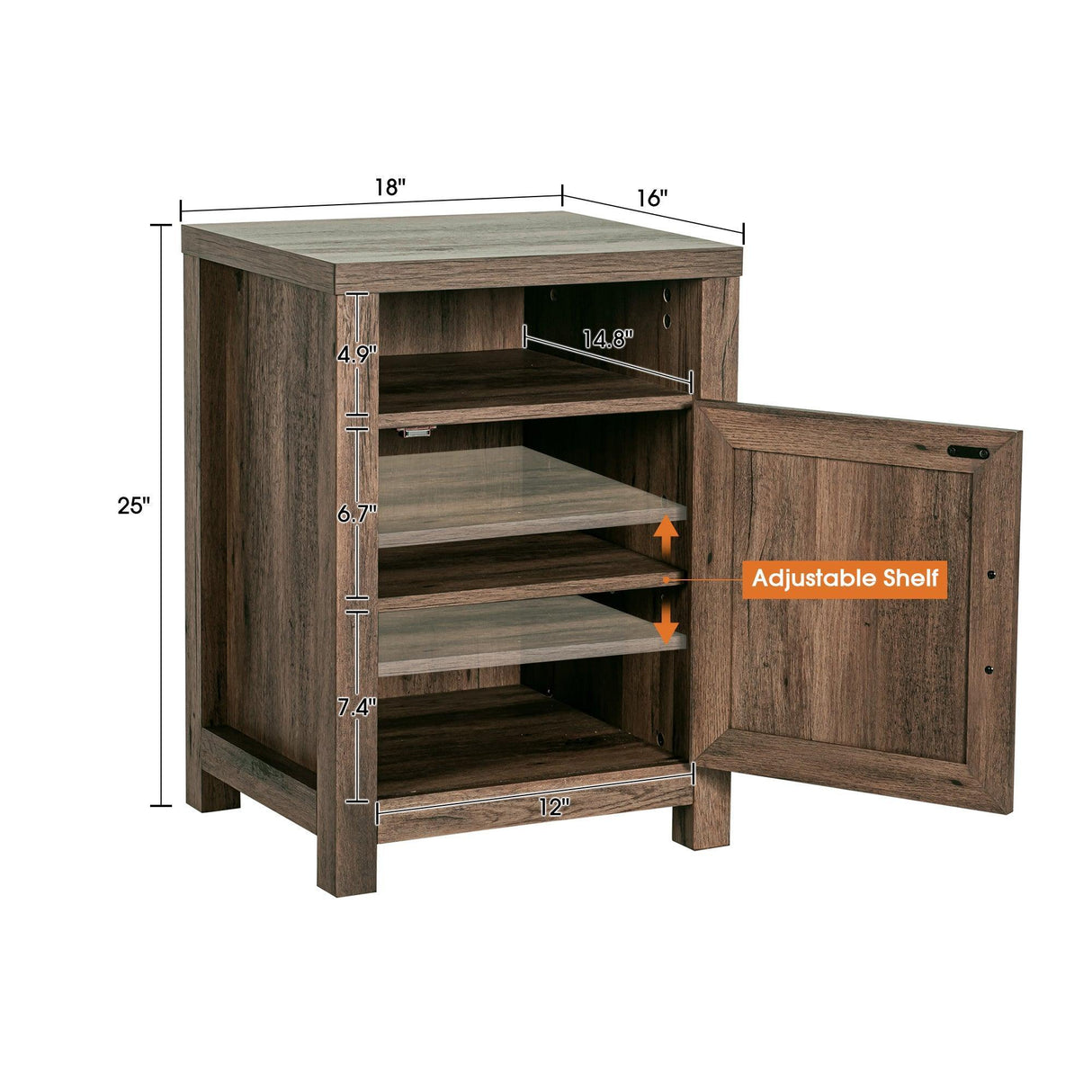 18" Solid Wood Farmhouse Nightstand for Bedroom in Brown, Grey, or White-Parc Decor