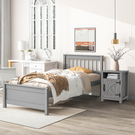 18" Solid Wood Farmhouse Nightstand for Bedroom in Brown, Grey, or White-Parc Decor