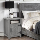 18" Solid Wood Farmhouse Nightstand for Bedroom in Brown, Grey, or White-Parc Decor