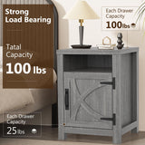 18" Solid Wood Farmhouse Nightstand for Bedroom in Brown, Grey, or White-Parc Decor