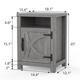 18" Solid Wood Farmhouse Nightstand for Bedroom in Brown, Grey, or White-Parc Decor