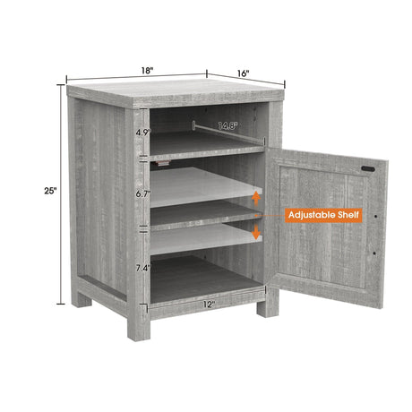 18" Solid Wood Farmhouse Nightstand for Bedroom in Brown, Grey, or White-Parc Decor