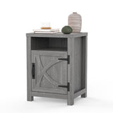18" Solid Wood Farmhouse Nightstand for Bedroom in Brown, Grey, or White-Parc Decor