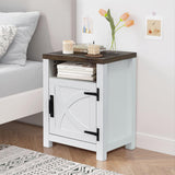 18" Solid Wood Farmhouse Nightstand for Bedroom in Brown, Grey, or White-Parc Decor