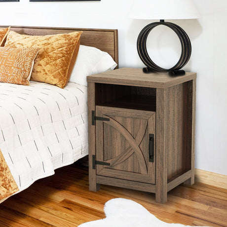 18" Solid Wood Farmhouse Nightstand for Bedroom in Brown, Grey, or White-Parc Decor