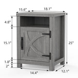 18" Solid Wood Farmhouse Nightstand for Bedroom in Brown or Grey or White