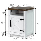 18" Solid Wood Farmhouse Nightstand for Bedroom in Brown or Grey or White