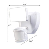 180 Degree LED Motion Sensor and Voice Activated Outdoor Security Flood Light White Finish, 6"H