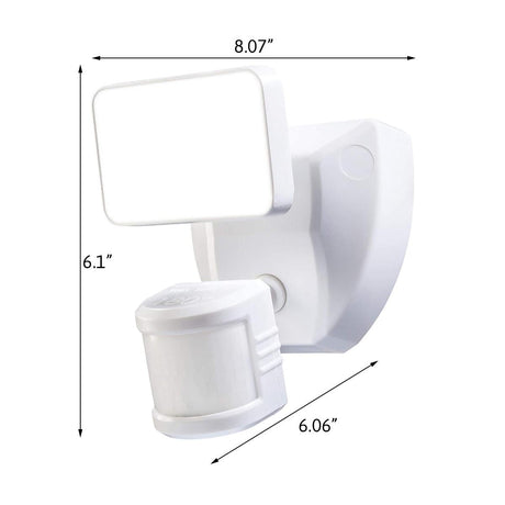 180 Degree LED Motion Sensor and Voice Activated Outdoor Security Flood Light White Finish, 6"H
