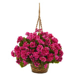 19” Geranium Hanging Basket Artificial Plant UV Resistant (Indoor/Outdoor)-Parc Decor