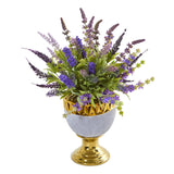 19” Lavender Artificial Arrangement in Decorative Urn-Parc Decor