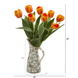 19” Tulip Artificial Arrangement in Floral Pitcher-Parc Decor