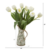 19” Tulip Artificial Arrangement in Floral Pitcher-Parc Decor