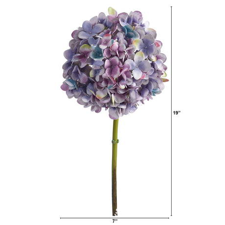 19” Artificial Hydrangea Flower (Set of 3 Silk Flower Stems)-Stem-Parc Decor