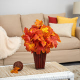 19” Autumn Maple Leaf Artificial Plant in Decorative Planter-Plant in Planter-Parc Decor
