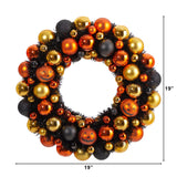 19” Halloween Shatterproof Jack O'lantern Pumpkin Ornament Wreath-Wreath-Parc Decor