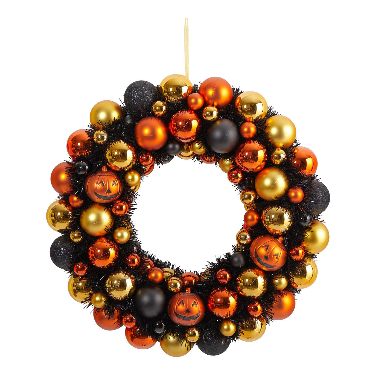 19” Halloween Shatterproof Jack O'lantern Pumpkin Ornament Wreath-Wreath-Parc Decor