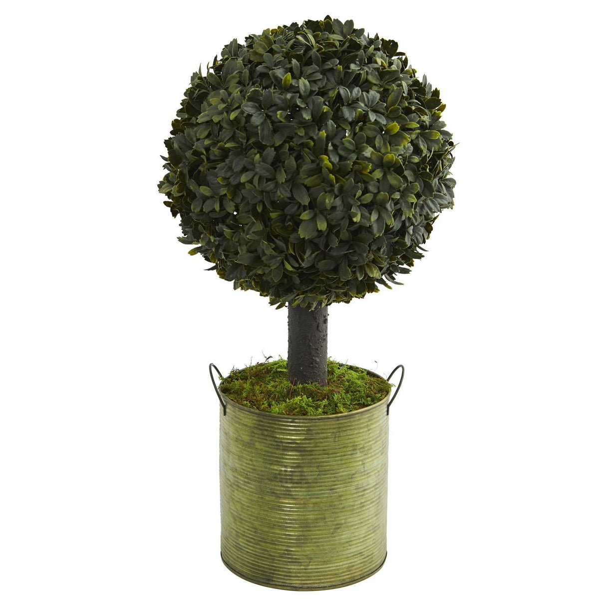1.5’ Boxwood Ball Topiary Artificial Tree in Green Tin (Indoor/Outdoor)-Plant-Parc Decor