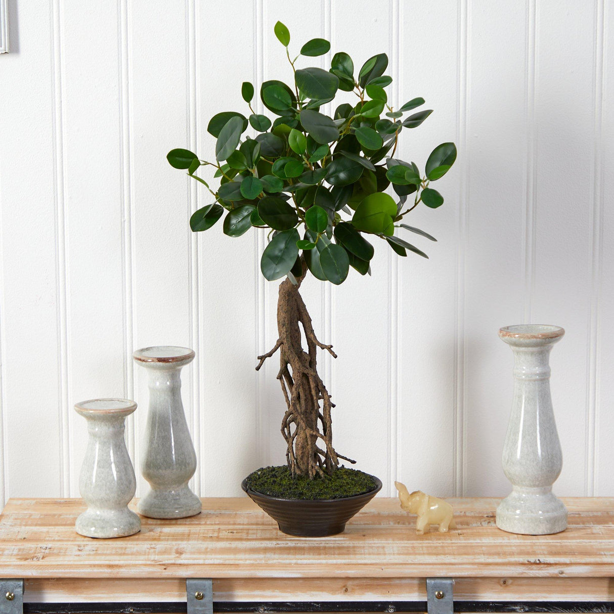 2’ Ficus Bonsai Artificial Tree in Decorative Planter-Parc Decor