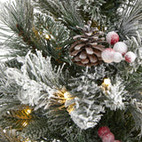 2' Flocked Artificial Christmas Tree with 30 Clear Lights, 73 Bendable Branches, Pine Cones and Berries-Parc Decor