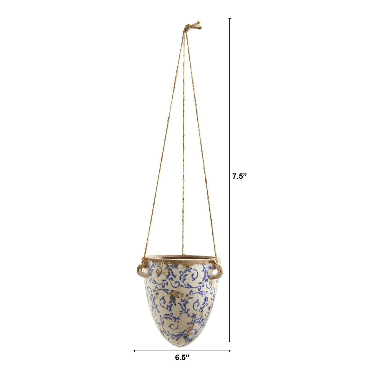 2’ Tuscan Hanging Ceramic Scroll Planter-Parc Decor
