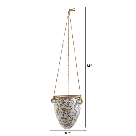 2’ Tuscan Hanging Ceramic Scroll Planter-Parc Decor
