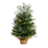 2’ Artificial Christmas Tree in Burlap Base with 35 Warm White LED Lights-Christmas Tree-Parc Decor