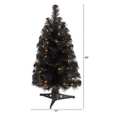 2’ Black Artificial Christmas Tree with 35 LED Lights and 72 Bendable Branches-Christmas Tree-Parc Decor