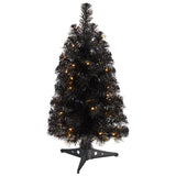 2’ Black Artificial Christmas Tree with 35 LED Lights and 72 Bendable Branches-Christmas Tree-Parc Decor