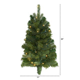 2' Flat Back Wall Hanging Artificial Christmas Tree with 20 Clear LED Lights-Christmas Tree-Parc Decor